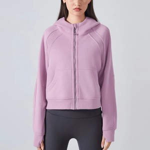 Sudaderas con cremallera para mujer, chaquetas de entrenamiento de lana, sudaderas atléticas informales de manga larga con agujeros para los pulgares - Product Image 4