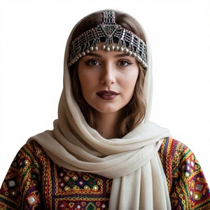 Bijou de tête tendance plaqué argent pour fête de mariage et fiançailles, style afghan Kuchi - Product Image 1