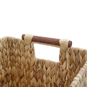 ตะกร้าเก็บผักตบชวา4ชุดทำด้วยมือด้ามไม้สำหรับใช้ในครัววัสดุผ้าทอ/โลหะสำหรับเก็บอาหาร - Product Image 6