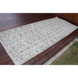 พรมตุรกีขนาด 3.7x8.7 ฟุต พรมวินเทจ พรมลายทางสีขาว - Product Image 2