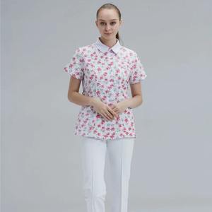 ชุดสครับผ้าสแปนเด็กซ์สำหรับผู้หญิงชุดเครื่องแบบพยาบาลโรงพยาบาลพิมพ์ลายยี่ห้อส่วนตัว - Product Image 2