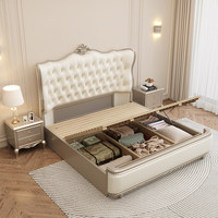Lit double en bois massif pour chambre principale, style européen moderne et minimaliste, lit king-size, meubles de chambre en bois massif