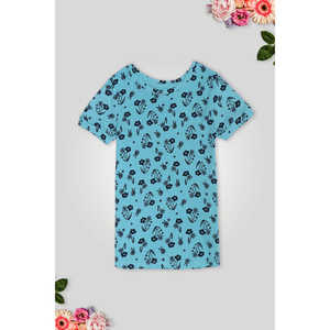 เสื้อยืดกราฟิกสำหรับเด็กผู้หญิงมีตราสินค้าสีฟ้าพิมพ์ลายแบบตะวันตกสำหรับวัยรุ่นเด็กวัยหัดเดินทำจากผ้าฝ้ายสำหรับฤดูใบไม้ผลิฤดูใบไม้ร่วง - Product Image 3