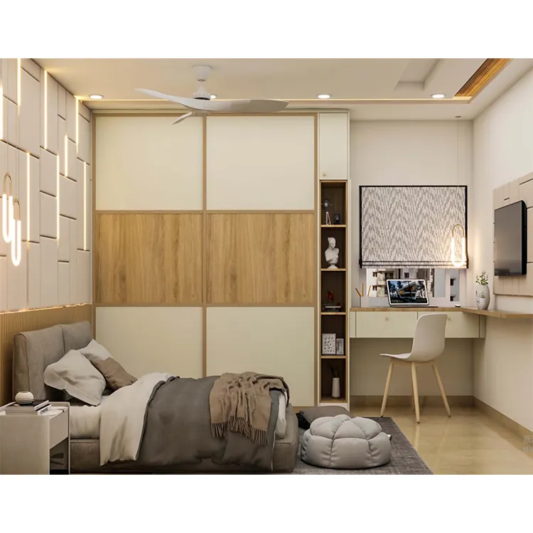 कस्टम बनाए गए आधुनिक बेडरूम स्लाइडिंग दरवाजे के लकड़ी के अलमारियाँ डिजाइन