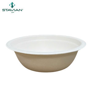 Bols jetables biodégradables 100% sans PFAS, personnalisés, blancs, bruns, différentes tailles, écologiques, en bagasse, 12 oz, 350 ml - Product Image 2