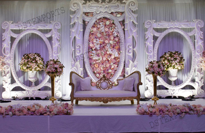 Classy Wedding Golden Reception Stage Indian Wedding <b>Engagement</b> Stage Glamorous South Asian Wedding Stage - Product Image 2