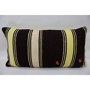 Coussin Kantha en laine beige à rayures subtiles de 18x18 pouces Coussin décoratif tissé moelleux vintage de luxe pour literie ou sol - Product Image 1