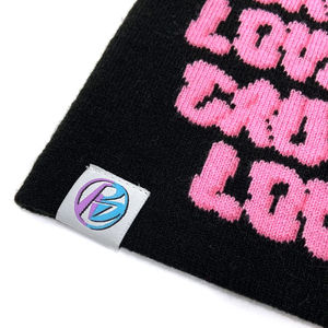 Qianzun Winter Warm High Quality Personalizable Jacquard logo Knit Cuffless Beanie Hat - Product Image 2