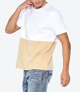 Fabricante personalizado de alta calidad, Camiseta cómoda de tela para hombre, ropa de calle de talla grande, dos tonos de Color, cuello redondo, manga corta - Product Image 4
