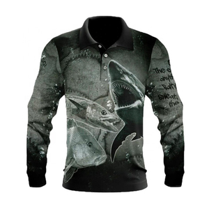 เสื้อตกปลาแขนยาวมีฮู้ดพิมพ์ซับลิเมชัน UPF 50แห้งเร็วป้องกัน UV สำหรับใส่ตกปลากลางแจ้งโพลีเอสเตอร์ - Product Image 5