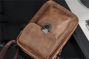 กระเป๋าสะพายข้างสำหรับผู้ชาย, กระเป๋าหนังแท้ขนาดใหญ่พร้อมซิปปิดสามารถนำกลับมาใช้ได้อีก - Product Image 5