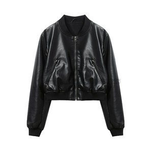 2024 <b>Vintage</b> Genuine Leather <b>Jacket</b> for <b>Women</b> Bomber Fashion Style Casual Wear Breathable and Plain Dyed Knitted Technique - Product Image 1