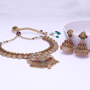 Joyería antigua chapada en mate, collares de templo del sur de la India, proveedor de joyería de moda personalizada, exportación de joyería de imitación antigua. - Product Image 2