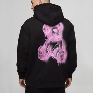High Demanding <b>Black</b> Oversized <b>Spray</b> On Teddy Printed Men Hoodie Sustainable Breathable Cotton Blended Streetwear Hoodie For Men - Product Image 1