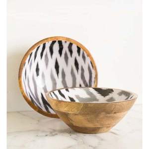 Juego de cuencos, cuenco de madera de Acacia, pegatina, esmalte impreso, diseño moderno, cuenco para servir y frutero para utensilios de cocina - Product Image 5