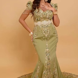 DISEÑO DESLUCIENTE DEL BORDADO ZARI EN EL HERMOSO VESTIDO CAFTAN CON TRABAJO DE DABKA PARA FIESTA Y Boda = 2024 - Product Image 1