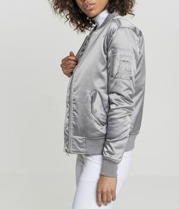 Chaqueta de bombardero de satén de talla grande para mujer, chaqueta de invierno con cremallera de poliéster, estilo transpirable, chaqueta universitaria lisa - Product Image 2