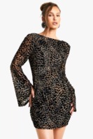 2024 nouveauté femmes décontracté Slim Fit Maxi robe imprimé léopard manches longues bouton décoration personnalisable crayon robes
