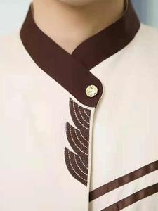 Unisex 100% algodón tejido ropa de trabajo personalizable verde Hotel personal Limpieza uniforme Formal manga corta otoño 220 gramos - Product Image 4