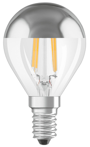 <b>Silver</b> LED dome spherical reflector <b>lamp</b>, crystal, E14, 4W, 2700K, 350Lm (Osram 4058075447134) - Product Image 1