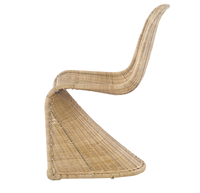 Fauteuil de salon moderne en rotin/osier tressé avec dossier et assise incurvés, durable et écologique pour l'extérieur et le salon