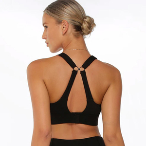 Sujetador deportivo de mujer de alta elasticidad personalizado de talla grande inalámbrico Yoga up Gym Top transpirable diseño push-up sin costuras con logotipo frontal - Product Image 4