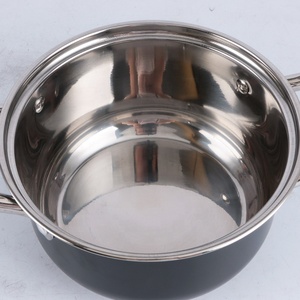Hotsale 8 pièces 410 marmites à soupe et à bouillon en acier inoxydable Ollas Casroles batterie de cuisine noire - Product Image 2