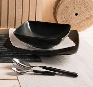 Durable Square Set of 6-pcs Ceramic Soup Plates Black Matte Finishing Nordic Minimalist Elegant Design Eclipse by Excelsa - Product Image 5