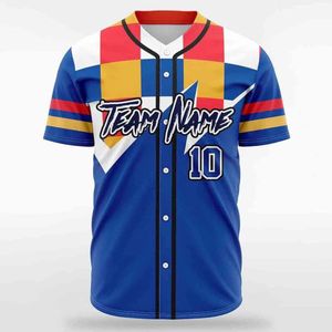 Sublimación personalizada poliéster béisbol Jersey transpirable uniforme impreso colorido malla bloques diseño adulto joven liso en blanco - Product Image 3