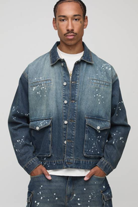 Veste en jean unisexe classique décontractée pour homme, de haute qualité, épaisse, avec détails boutonnés, écologique et coupe-vent - Product Image 4