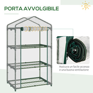 For Outsunny Mini <b>Greenhouse</b> with Transparent <b>Plastic</b> <b>Cover</b> & Steel Frame 69x49x125cm with 3 Shelves for Garden Use - Product Image 5