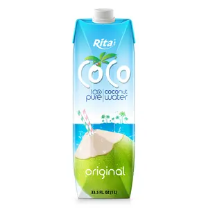 Agua de coco orgánica 100% personalizada original sin azúcar añadido 1L Caja de papel Ingredientes naturales Agua de coco joven al por mayor