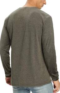 T-shirts à manches longues pour hommes Mélange de coton et polyester de qualité supérieure Séchage rapide Léger et respirant Hauts décontractés et vêtements de sport - Product Image 4