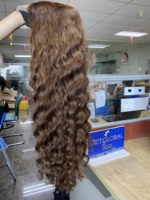 Wig Rambut Keriting Vietnam Burma Terlaris, Ekstensi Rambut Virgin Warna Hitam Alami, Harga Murah dari Pabrik