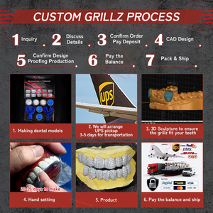 Grillz dentaire sur mesure en or 10k 14k 18k et argent, serti de diamants Moissanite VVS, style Iced Out - Product Image 3