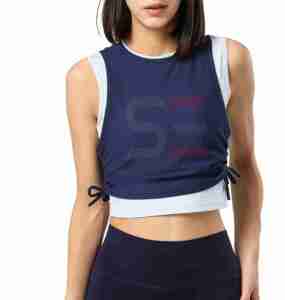 Custom Logo Sexy Women's Summer Sleeveless Ribbed Quick Dry Breathable Gym <b>Crop</b> Tank <b>Top</b>-All Colors Available - Product Image 5