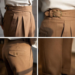 กางเกงลำลองผู้ชายผ้าแคนวาสเนื้อบางเบา ทรงตรง ระบายอากาศได้ดี ติดกระดุม - Product Image 5