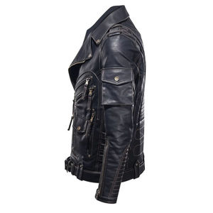 2026 High Quality Breathable Heavyweight Turn Down Collar <b>Racer</b> Black Genuine Leather <b>Jacket</b> Available Unique Colors & Design - Product Image 6