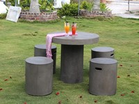 Tabouret rond moderne en béton fibré gris, imperméable, pour l'extérieur, tabouret d'appoint pour le jardin, pour les meubles de patio