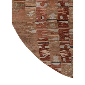 Alfombras Manchaha de Lana y Seda de Bambú Anudadas a Mano, Diseño de Parches Rojos y Naranjas para Uso Doméstico-Les-2884 - Product Image 4