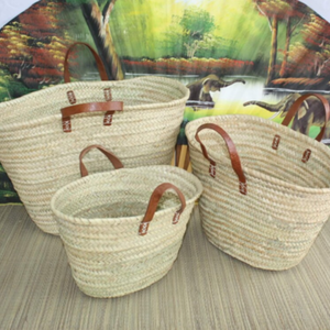 Paniers à provisions marocain-moyen + grand + XXL-sacs à provisions en paille, sacs de marché, plage de palmier naturel - Product Image 1