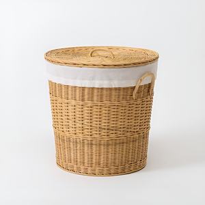 Cheap Price Wicker <b>Bin</b> Basket Organizer Laundry <b>Storage</b> Rattan <b>Bins</b> Container With Removable <b>Lid</b> Hand Weave Clothing Baskets - Product Image 2
