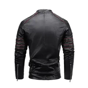 Hombres Outwear Moda Motor & Biker Chaqueta de cuero Hombres Primavera Nuevo Casual Vintage Cremallera Estilo Chaquetas de cuero Abrigo - Product Image 6