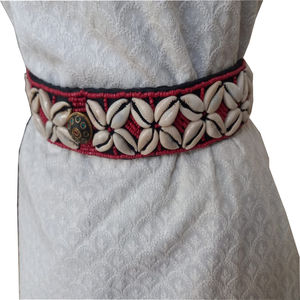 Ceinture perlée en coton pour femmes mode sac noir blanc Western OEM Logo Style boucle tissu emballage pièces couleur usa - Product Image 3