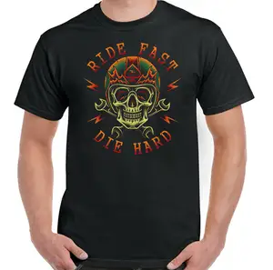 Camiseta de motorista para hombre calavera moto motocicleta chopper Cafe Racer biker Ride camiseta rápida