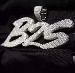 Pendentif en argent sterling 925 plaqué or blanc 14 carats 3.10Ct véritable Moissanite Cut lettre personnalisée breloque diamant pour pendentifs fins - Product Image 4