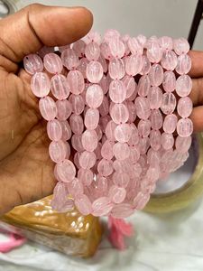 Rose quartz hình bầu dục hạt đá Vòng cổ đá hạt hình bầu dục pha lê quyến rũ đối với trang sức làm pha lê phụ nữ Vòng cổ bán buôn - Product Image 5