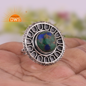 Superventas plata esterlina oxidada Mojave cobre azurita malaquita piedra preciosa anillo de declaración fabricante de joyería personalizada - Product Image 2