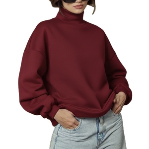 Sweat-shirt à col montant à manches longues en polaire pour femmes en gros, automne/hiver, écologique, surdimensionné, de haute qualité - Product Image 1