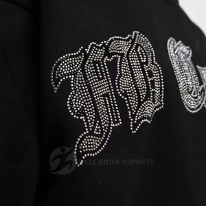 เสื้อสเวตเชิ้ตผู้ชายผ้าฝ้ายฟลีซสำหรับฤดูหนาว ประดับเพชรเทียม โลโก้แบบกำหนดเอง ดีไซน์หรูหรา ระบายอากาศได้ดี ป้องกันรอยยับ คอกลม - Product Image 6